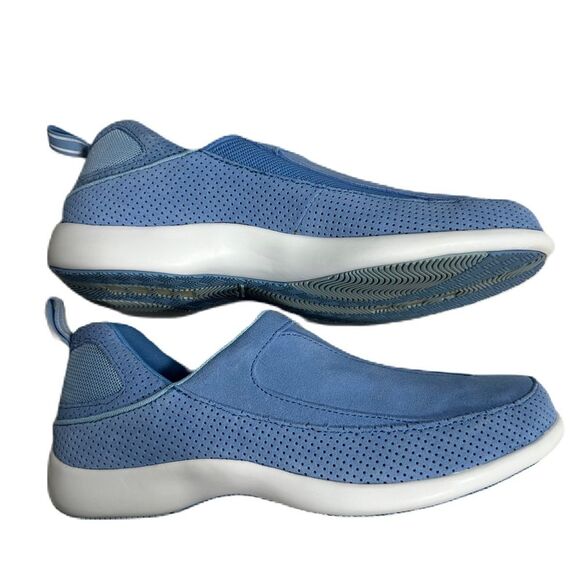 Land’s End  All Weather Suede Leather Slip On Moc Blue Shoes Womens Size 8,5 - Picture 1 of 12